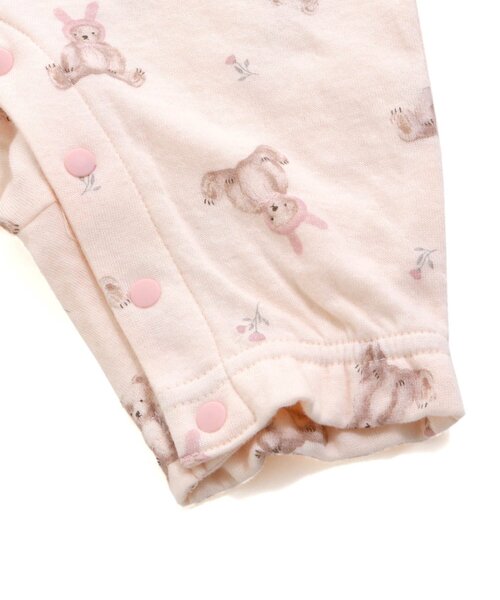 Ampersand（アンパサンド）の「前開き総柄カバーオール（くまモチーフ柄）（ロンパース・キッズ・オフホワイト/ピンク・80/60/70）」の6枚目の写真