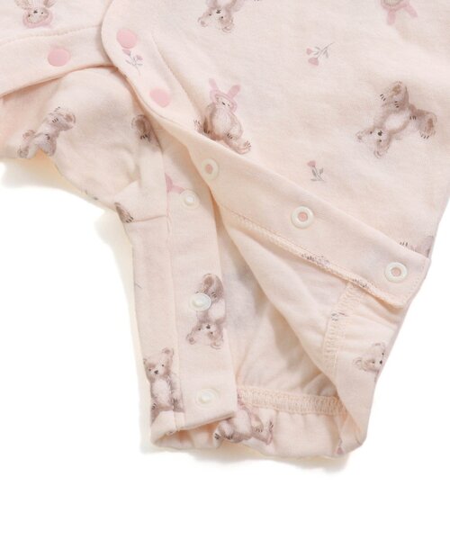 Ampersand（アンパサンド）の「前開き総柄カバーオール（くまモチーフ柄）（ロンパース・キッズ・オフホワイト/ピンク・80/60/70）」の3枚目の写真