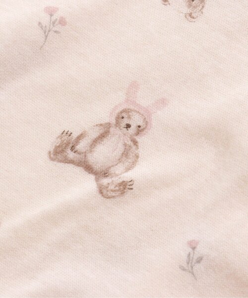 Ampersand（アンパサンド）の「前開き総柄カバーオール（くまモチーフ柄）（ロンパース・キッズ・オフホワイト/ピンク・80/60/70）」の4枚目の写真