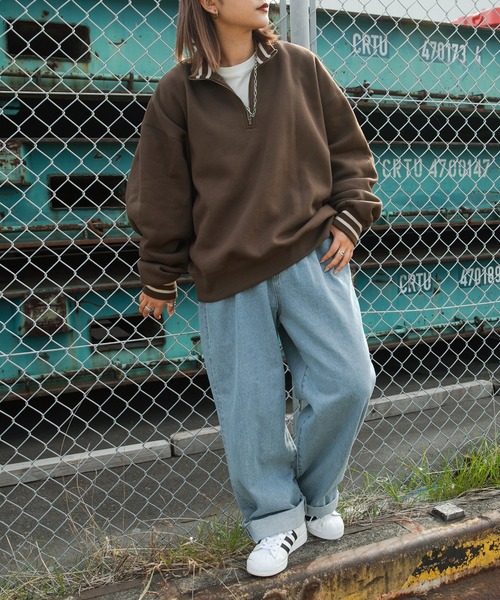 kutir（クティール）の「ハーフジップ裏起毛スウェット（スウェット・レディース・ブラック/ダークブラウン/ベージュ/ライトグリーン・FREE）」の22枚目の写真