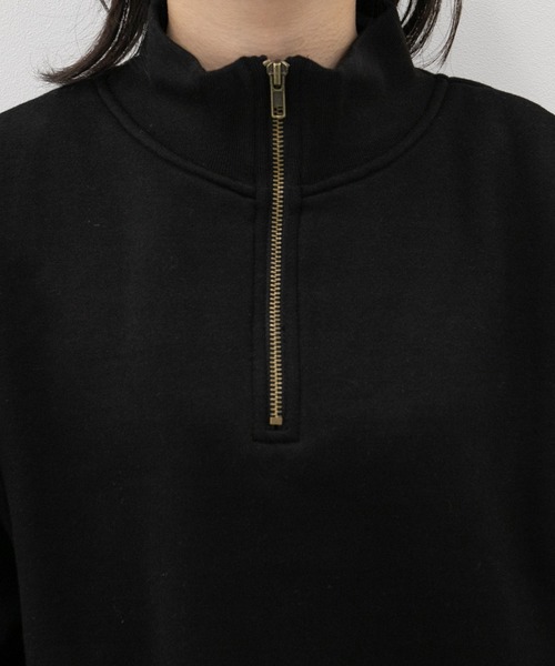 kutir（クティール）の「ハーフジップ裏起毛スウェット（スウェット・レディース・ブラック/ダークブラウン/ベージュ/ライトグリーン・FREE）」の21枚目の写真