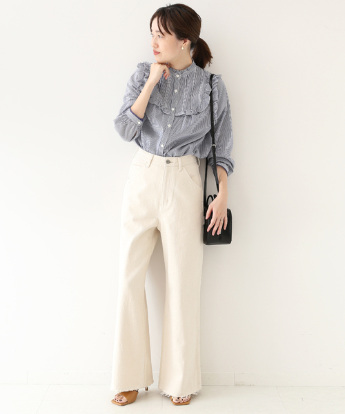 SLOBE IENA LE DENIM ハイライズミニフレアパンツ　38 セール】LE DENIMハイライズミニフレアパンツ◇（デニムパンツ