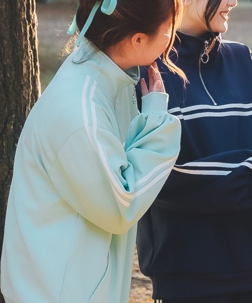 WEGO（ウィゴー）の「WEGO/ハーフジップカラージャージ（ジャージ・レディース・ホワイト/ライム/サックスブルー/ピンク/パープル/ネイビー/ブラック・FREE）」の4枚目の写真