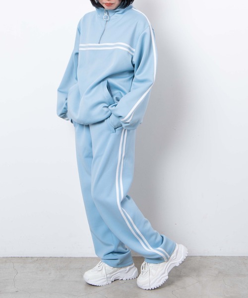 WEGO（ウィゴー）の「WEGO/ハーフジップカラージャージ（ジャージ・レディース・ホワイト/ライム/サックスブルー/ピンク/パープル/ネイビー/ブラック・FREE）」の9枚目の写真