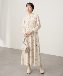 earth music&ecology | 花柄スタンドフリルワンピース＊(ワンピース)