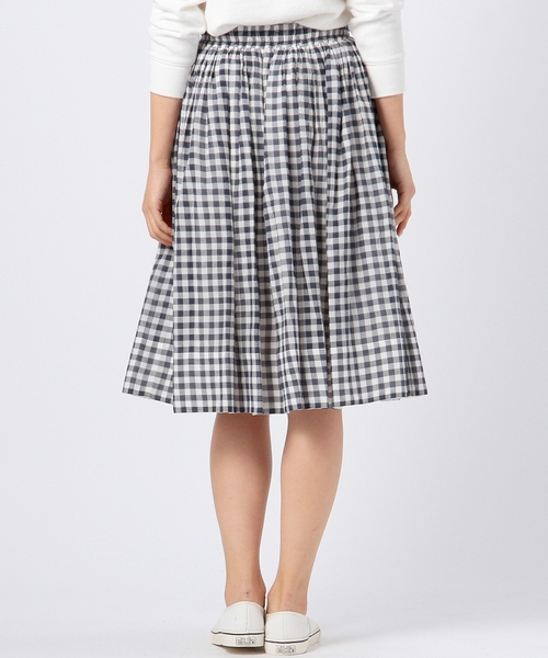 coen（コーエン）の「ギンガムチェックフレアミディスカート（スカート・レディース・ネイビー/ライトブルー/オレンジ・FREE）」の4枚目の写真