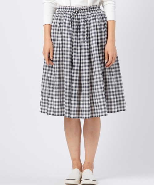 coen（コーエン）の「ギンガムチェックフレアミディスカート（スカート・レディース・ネイビー/ライトブルー/オレンジ・FREE）」の5枚目の写真