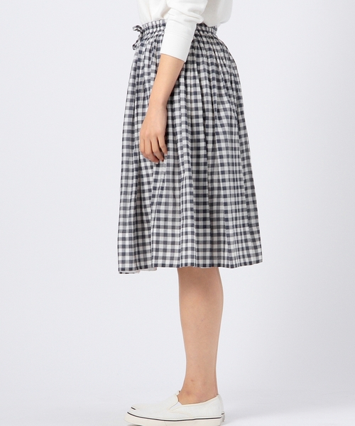 coen（コーエン）の「ギンガムチェックフレアミディスカート（スカート・レディース・ネイビー/ライトブルー/オレンジ・FREE）」の6枚目の写真