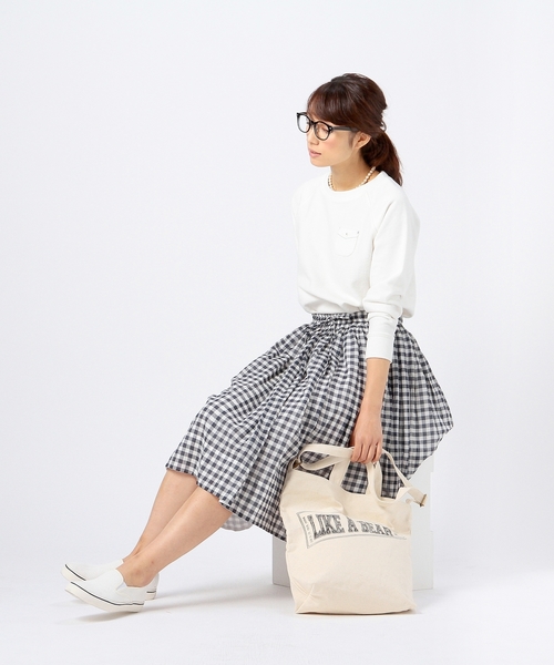coen（コーエン）の「ギンガムチェックフレアミディスカート（スカート・レディース・ネイビー/ライトブルー/オレンジ・FREE）」の14枚目の写真