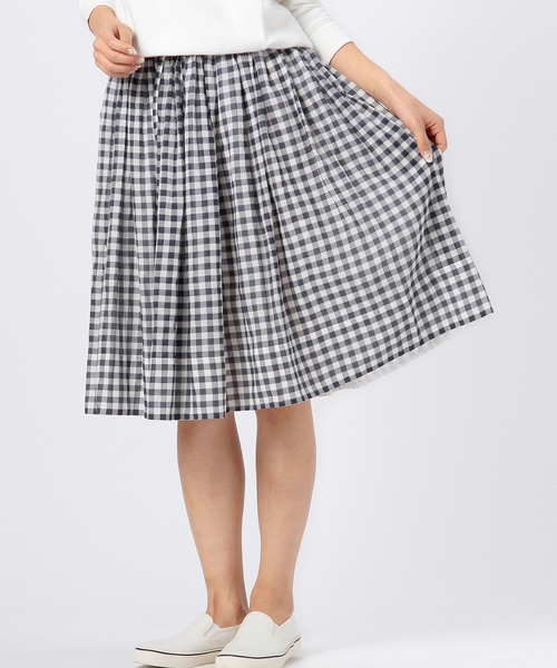 coen（コーエン）の「ギンガムチェックフレアミディスカート（スカート・レディース・ネイビー/ライトブルー/オレンジ・FREE）」の11枚目の写真