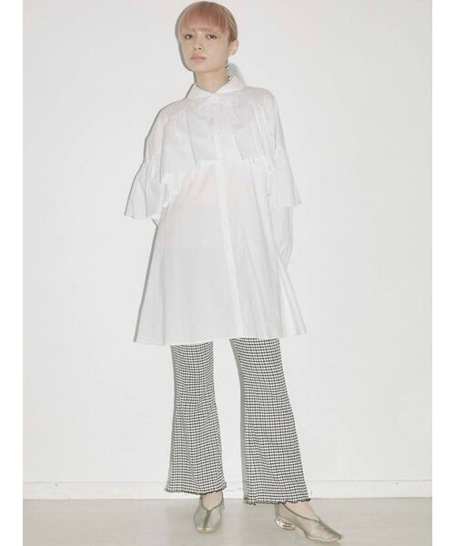 merry jenny（メリージェニー）の「ギャザーギンガムフレアパンツ（その他パンツ・レディース・ブラック/ベージュ/グリーン・FREE）」の4枚目の写真