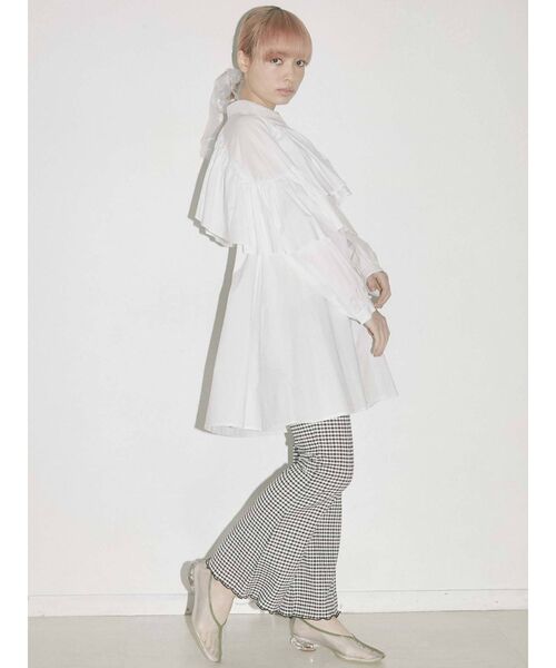 merry jenny（メリージェニー）の「ギャザーギンガムフレアパンツ（その他パンツ・レディース・ブラック/ベージュ/グリーン・FREE）」の6枚目の写真