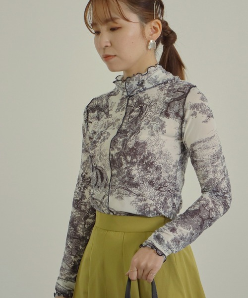 AULI（アウリィ）の「【低身長向けサイズ】デジタルシアーロングTシャツ（Tシャツ/カットソー・レディース・ブラウン/ブルー/ライトベージュ・XS）」の16枚目の写真