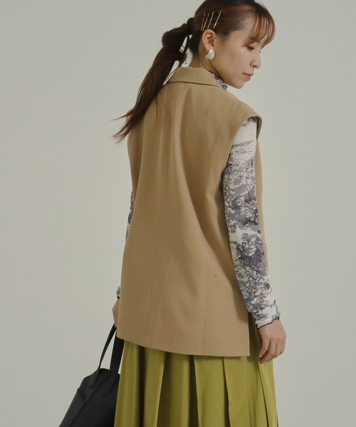 AULI（アウリィ）の「【低身長向けサイズ】デジタルシアーロングTシャツ（Tシャツ/カットソー・レディース・ブラウン/ブルー/ライトベージュ・XS）」の11枚目の写真