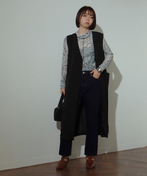 AULI（アウリィ）の「【低身長向けサイズ】デジタルシアーロングTシャツ（Tシャツ/カットソー・レディース・ブラウン/ブルー/ライトベージュ・XS）」の22枚目の写真