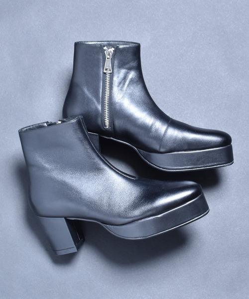 endevice(エンデヴァイス)の「プラットフォーム レザー ハイヒールブーツ(ブーツ・メンズ・ブラック・42/44/40)」の10枚目の写真