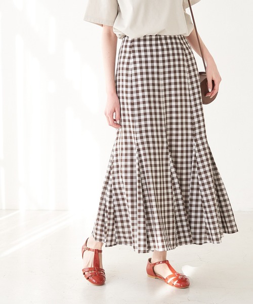 ROPE' PICNIC（ロペピクニック）の「【Bonne Maman × ROPE' PICNIC】ギンガムチェックマーメイドスカート（スカート・レディース・ブルー系その他4/ブラウン系その他2/レッド・40/38）」の2枚目の写真