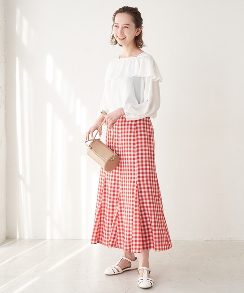 ROPE' PICNIC（ロペピクニック）の「【Bonne Maman × ROPE' PICNIC】ギンガムチェックマーメイドスカート（スカート・レディース・ブルー系その他4/ブラウン系その他2/レッド・40/38）」の9枚目の写真