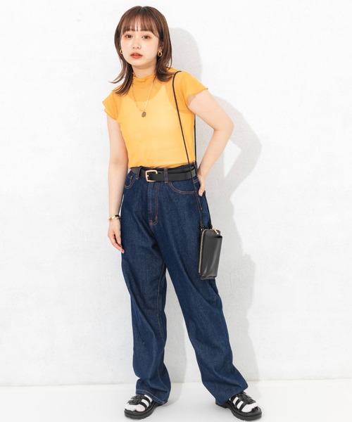 nemne store(ネンネストア)の「シアーハイネックプルオーバー(Tシャツ/カットソー・レディース・ホワイト/ブラック/ピンク/オレンジ/グリーン・フリー)」の11枚目の写真