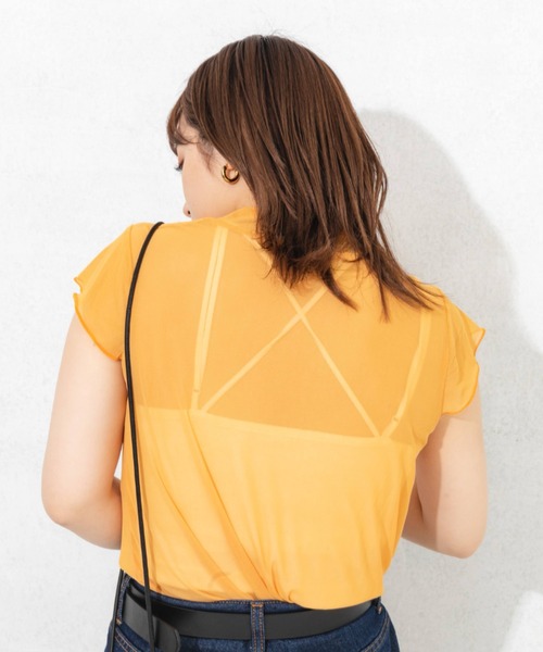 nemne store(ネンネストア)の「シアーハイネックプルオーバー(Tシャツ/カットソー・レディース・ホワイト/ブラック/ピンク/オレンジ/グリーン・フリー)」の10枚目の写真