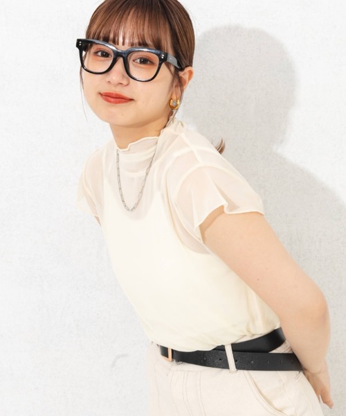 nemne store(ネンネストア)の「シアーハイネックプルオーバー(Tシャツ/カットソー・レディース・ホワイト/ブラック/ピンク/オレンジ/グリーン・フリー)」の19枚目の写真
