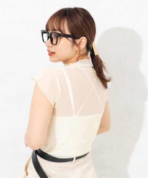 nemne store(ネンネストア)の「シアーハイネックプルオーバー(Tシャツ/カットソー・レディース・ホワイト/ブラック/ピンク/オレンジ/グリーン・フリー)」の21枚目の写真