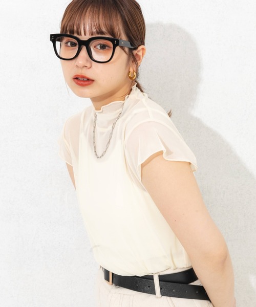 nemne store(ネンネストア)の「シアーハイネックプルオーバー(Tシャツ/カットソー・レディース・ホワイト/ブラック/ピンク/オレンジ/グリーン・フリー)」の18枚目の写真