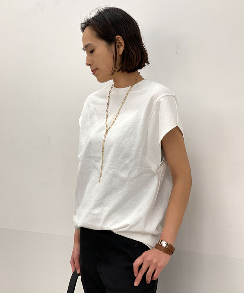 PRE_(プレ)の「【PRE_/プレ】ショートスリーブカットソー(Tシャツ/カットソー・レディース・ホワイト/ブラック/ベージュ・38/36)」の2枚目の写真