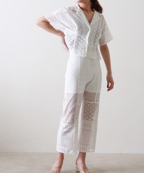 Cheek(チーク)の「【サイズ展開あり】レースパッチワークパンツ(その他パンツ・レディース・ブラック/オフホワイト・SMALL/MEDIUM)」の3枚目の写真