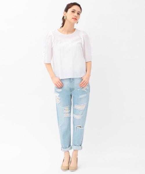 Another Edition（アナザーエディション）の「ダメージデニムパンツ/AEBC DAMAGE DNM◆（デニムパンツ・レディース・オフホワイト/ライトブルー・SMALL/MEDIUM）」の3枚目の写真