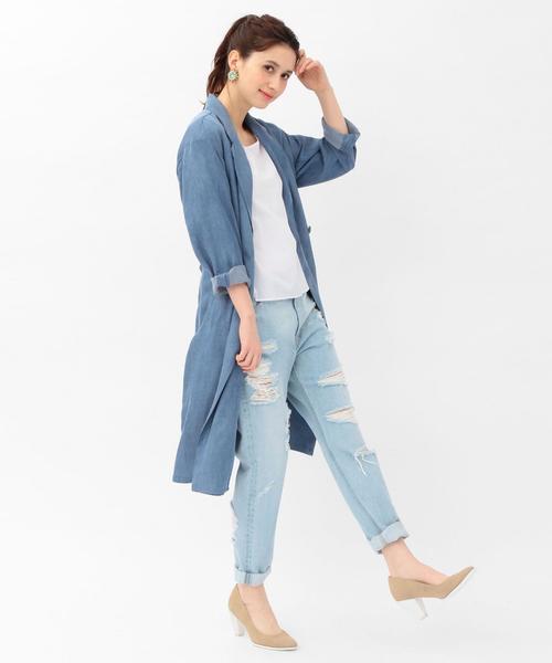 Another Edition（アナザーエディション）の「ダメージデニムパンツ/AEBC DAMAGE DNM◆（デニムパンツ・レディース・オフホワイト/ライトブルー・SMALL/MEDIUM）」の4枚目の写真