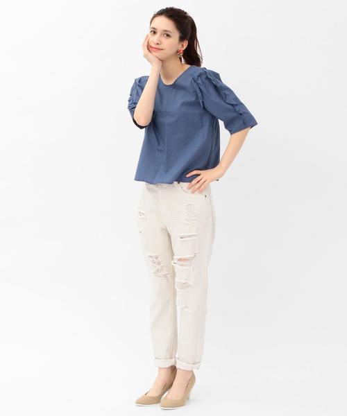 Another Edition（アナザーエディション）の「ダメージデニムパンツ/AEBC DAMAGE DNM◆（デニムパンツ・レディース・オフホワイト/ライトブルー・SMALL/MEDIUM）」の5枚目の写真