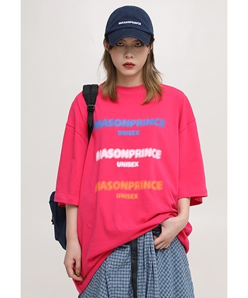 MASONPRINCE(メイソンプリンス)の「オーバーサイズ3カラーブランドロゴプリントTシャツ DT3120 【MASONPRINCE】(Tシャツ/カットソー・メンズ・ホワイト/ピンク・S/M/L)」の2枚目の写真