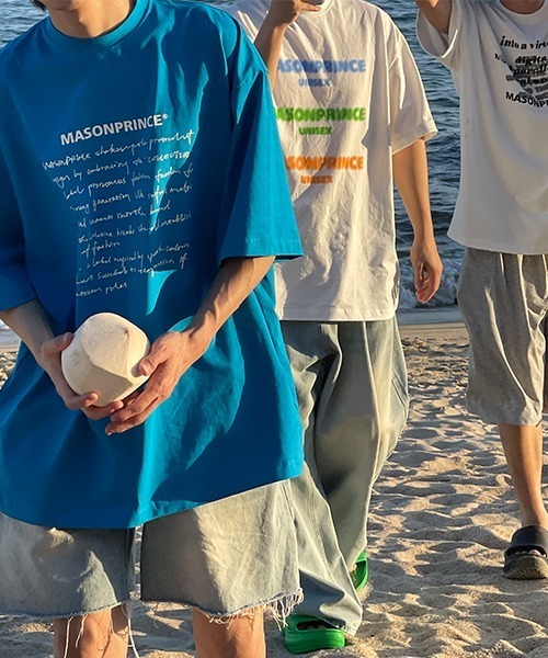 MASONPRINCE(メイソンプリンス)の「オーバーサイズ3カラーブランドロゴプリントTシャツ DT3120 【MASONPRINCE】(Tシャツ/カットソー・メンズ・ホワイト/ピンク・S/M/L)」の3枚目の写真