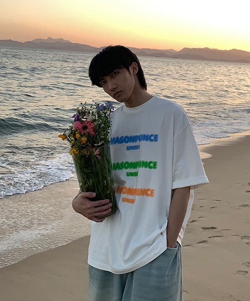 MASONPRINCE(メイソンプリンス)の「オーバーサイズ3カラーブランドロゴプリントTシャツ DT3120 【MASONPRINCE】(Tシャツ/カットソー・メンズ・ホワイト/ピンク・S/M/L)」の6枚目の写真