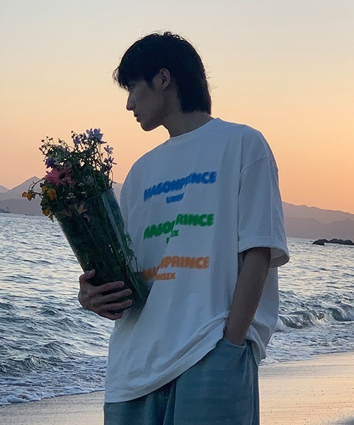 MASONPRINCE(メイソンプリンス)の「オーバーサイズ3カラーブランドロゴプリントTシャツ DT3120 【MASONPRINCE】(Tシャツ/カットソー・メンズ・ホワイト/ピンク・S/M/L)」の7枚目の写真