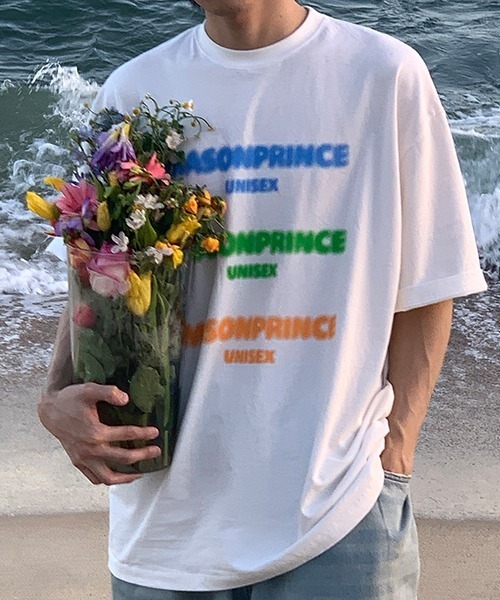 MASONPRINCE(メイソンプリンス)の「オーバーサイズ3カラーブランドロゴプリントTシャツ DT3120 【MASONPRINCE】(Tシャツ/カットソー・メンズ・ホワイト/ピンク・S/M/L)」の9枚目の写真