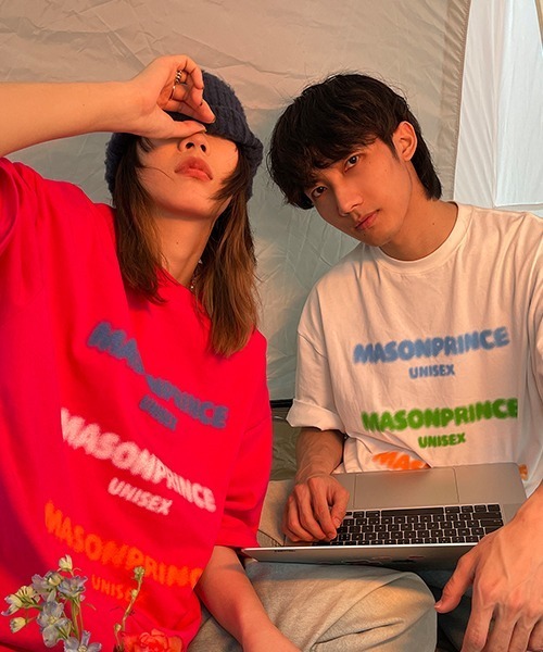 MASONPRINCE(メイソンプリンス)の「オーバーサイズ3カラーブランドロゴプリントTシャツ DT3120 【MASONPRINCE】(Tシャツ/カットソー・メンズ・ホワイト/ピンク・S/M/L)」の12枚目の写真