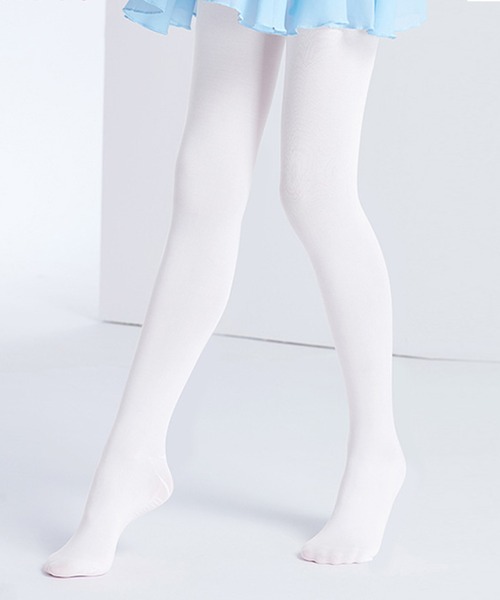 TeddyShop(テディショップ)の「キッズ ワンポイントロゴバレエタイツ(タイツ/ストッキング・キッズ・ブラック/ピンク/ベージュ/ホワイト・M/2XL/XL/L)」の1枚目の写真