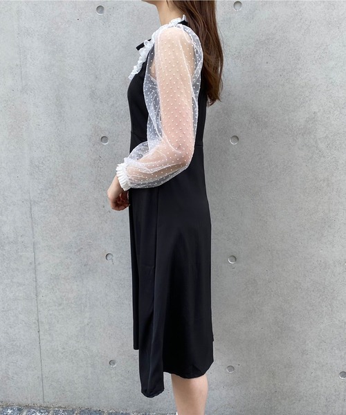 Crea titty&Co. PETIT(クレアティティーアンドコープチ)の「【Crea titty&Co.PETIT】デコルテフリルシアードットワンピース(ワンピース・レディース・ブラック・SMALL/MEDIUM)」の8枚目の写真