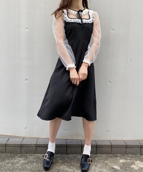 Crea titty&Co. PETIT(クレアティティーアンドコープチ)の「【Crea titty&Co.PETIT】デコルテフリルシアードットワンピース(ワンピース・レディース・ブラック・SMALL/MEDIUM)」の10枚目の写真