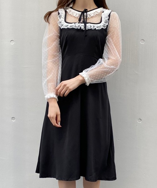 Crea titty&Co. PETIT(クレアティティーアンドコープチ)の「【Crea titty&Co.PETIT】デコルテフリルシアードットワンピース(ワンピース・レディース・ブラック・SMALL/MEDIUM)」の11枚目の写真