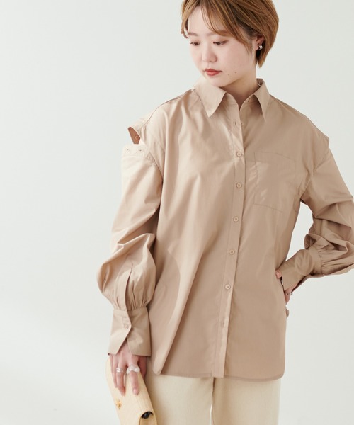 natural couture(ナチュラルクチュール)の「今年らしさの詰まった 肩あきボリュームスリーブシャツ(シャツ/ブラウス・レディース・ライトベージュ/ベージュ/ミント/その他1/その他2・FREE)」の7枚目の写真