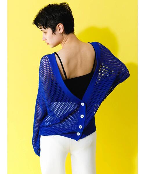 koe（コエ）の「【前後2WAY】ドライタッチ透かし編みカーディガン＊（カーディガン/ボレロ・レディース・ブラック/オフホワイト/ブルー/グリーン系その他3・FREE）」の21枚目の写真