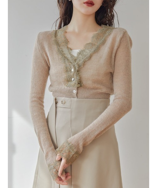 Ayla(アイラ)の「lace cardigan(カーディガン/ボレロ・レディース・ベージュ/ホワイト・FREE)」の11枚目の写真