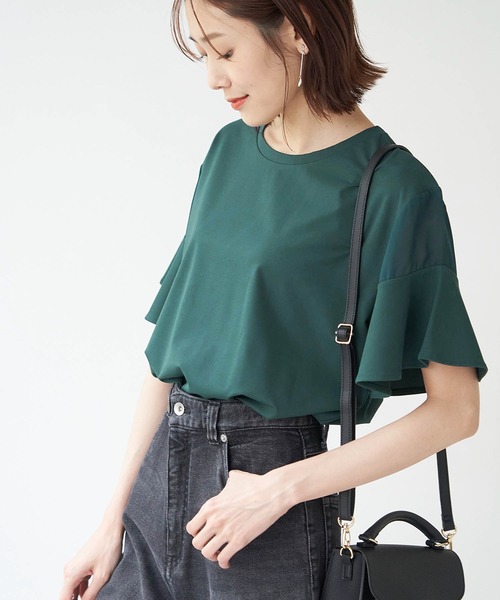 ROPE' PICNIC（ロペピクニック）の「袖シアーカットトップス（Tシャツ/カットソー・レディース・ブラック/ホワイト/ベージュ/グリーン/ピンク系その他2・38）」の5枚目の写真