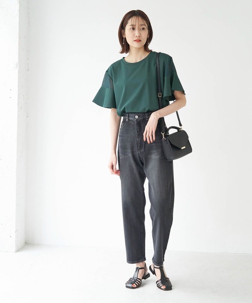 ROPE' PICNIC（ロペピクニック）の「袖シアーカットトップス（Tシャツ/カットソー・レディース・ブラック/ホワイト/ベージュ/グリーン/ピンク系その他2・38）」の15枚目の写真