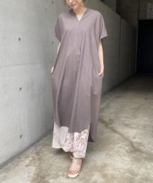 Thevon | バックタック綿麻カフタンワンピース(ワンピース)