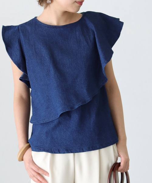 HER CLOSET（ハークローゼット）の「【Twenty Three】デニムアシメレイヤードフリルプルオーバー（シャツ/ブラウス・レディース・ネイビー/ブルー・FREE）」の14枚目の写真