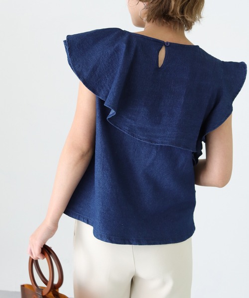 HER CLOSET（ハークローゼット）の「【Twenty Three】デニムアシメレイヤードフリルプルオーバー（シャツ/ブラウス・レディース・ネイビー/ブルー・FREE）」の20枚目の写真